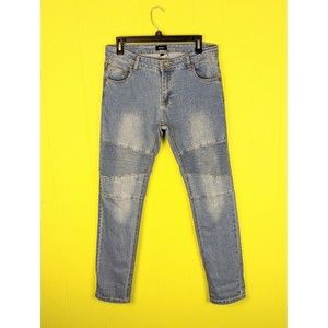 DNKY Women's Wooster Skinny Moto Biker Jeans Blue EUC